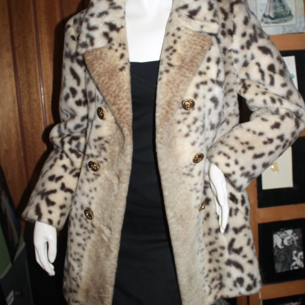 MINT Vintage Vixen Commuter Leopard Print Faux Fur Jacket Coat - Picture 4 of 10